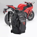 Sac à dos moto imperméable et résistant avec moto rouge