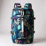 Sac week end fleuri polyvalent convertible couleur beu