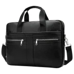 Pochette ordinateur en cuir véritable style vintage noir Pochette ordinateur en cuir véritable style vintage noir