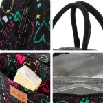 Sac isotherme 5 litres floral et élégant noir déails