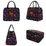 Sac isotherme 5 litres floral et élégant noir différents angles